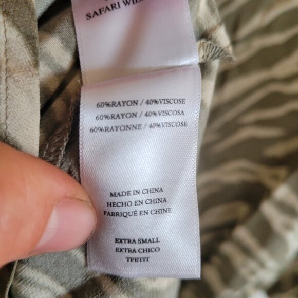 Rails Mini Dress Lightweight Long Sleeve Gray Olive Green Animal Print XS - Picture 12 of 12